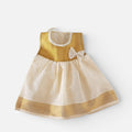 Newborn Kasavu Frock for Baby Girls – Traditional Kerala Golden Border Dress(G) | 0–3 Months