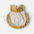 Newborn Traditional Kasavu Frill Frock – Golden Border | 0–3 Months