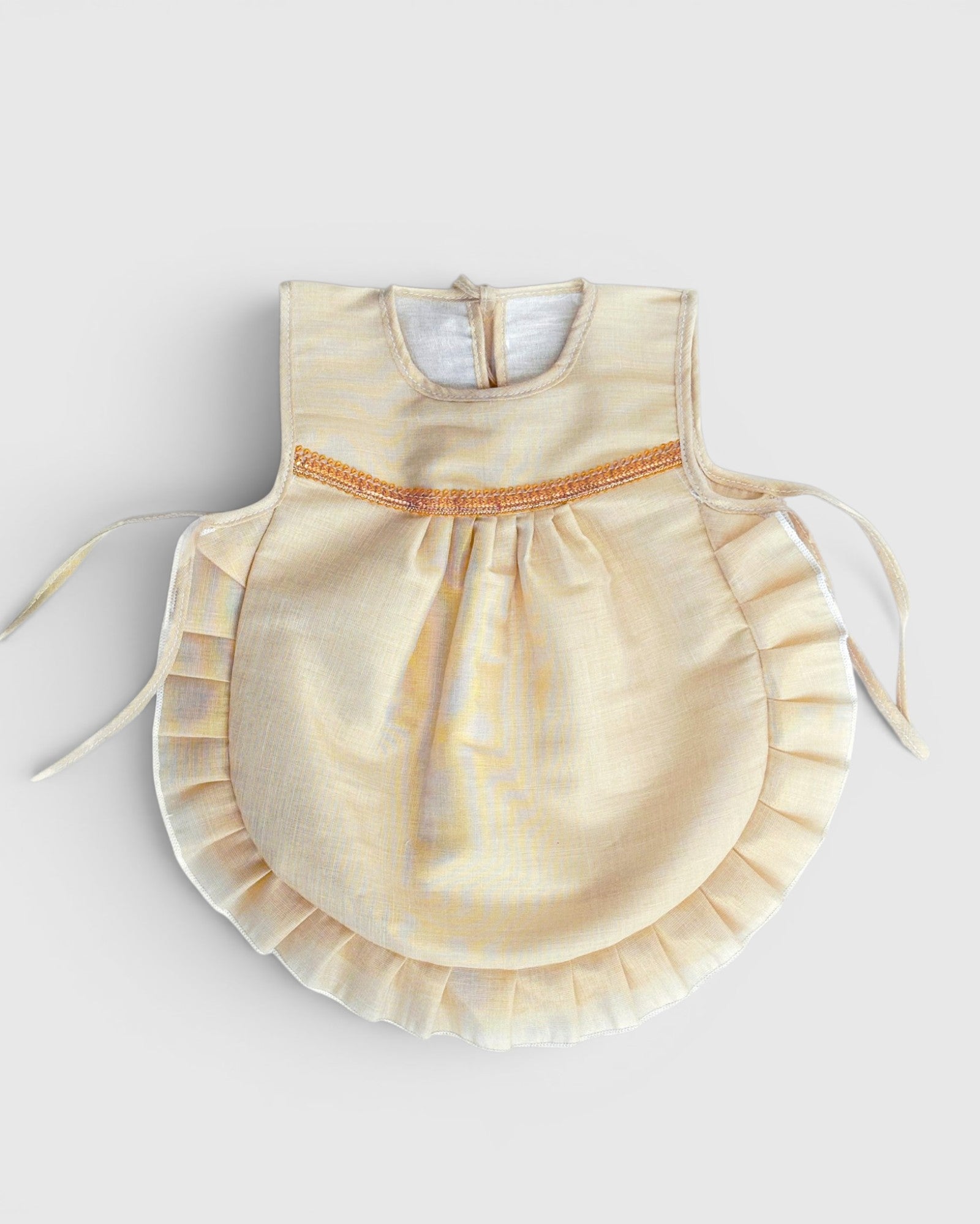 Newborn Golden Tissue Frill Frock | Premium Traditional Baby Girl Ceremony Dress