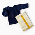 Baby Navy Blue Kurta & Cream Dhoti Set | Traditional Indian Ethnic Wear