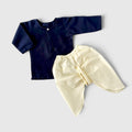 Baby Navy Blue Kurta & Cream Dhoti Pants Set | Traditional Indian Ethnic Wear