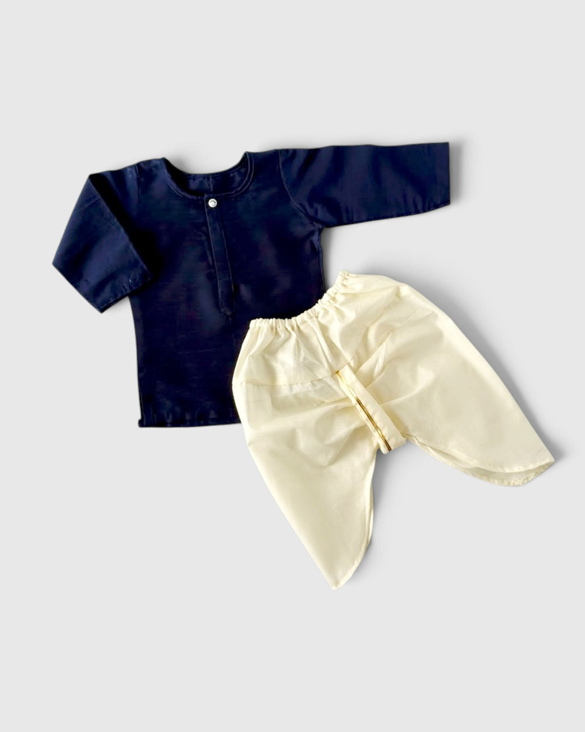 Baby Navy Blue Kurta & Cream Dhoti Pants Set | Traditional Indian Ethnic Wear