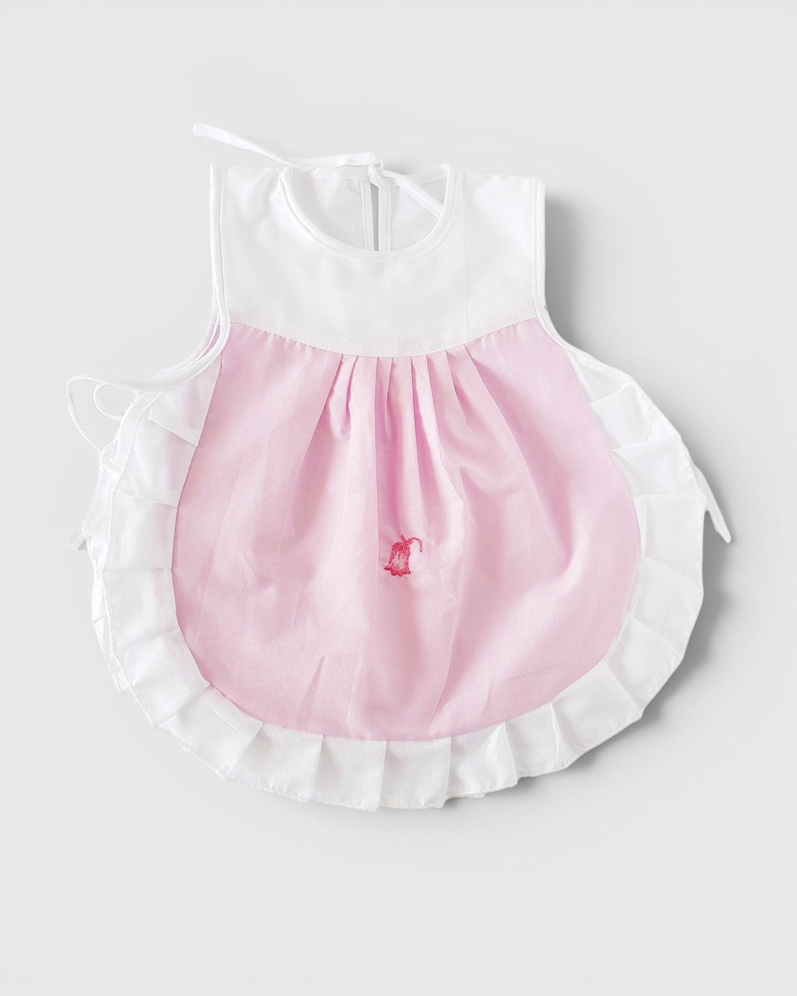 Pure Cotton Newborn Baby Girl Pink Frock – White & Blush Pink Ruffle Dress | Soft, Breathable & Lightweight