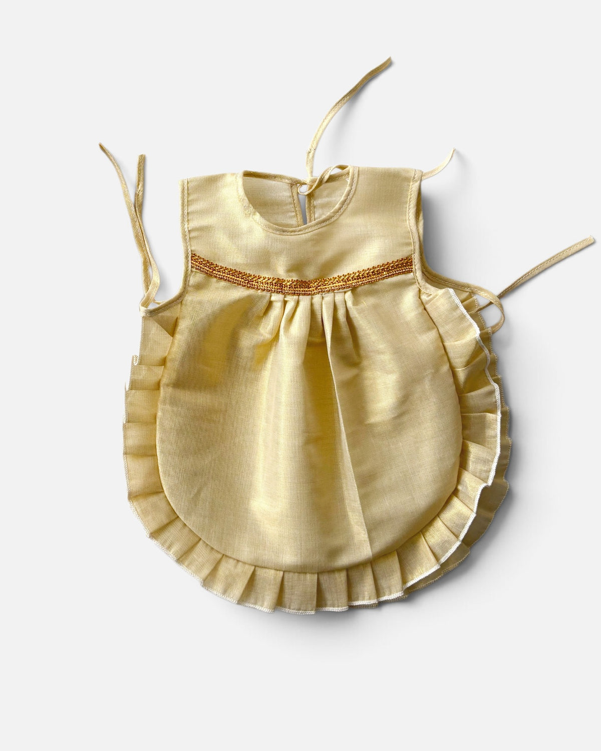 Newborn Golden Tissue Frill Frock | Premium Traditional Baby Girl Ceremony Dress
