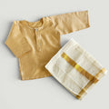 Newborn Sandal Cotton Kurta & Traditional Kasavu Dhoti Set | Baby Boy Ethnic Wear for Naming Ceremony, Onam, Vishu & Festive Occasions