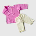 Baby Rose Pink Kurta & Cream Pants Set | Traditional Cotton Ethnic Wear for Baby Boys