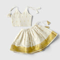 Onam Kasavu Skirt & Tie-Up Top Set for Baby Girls