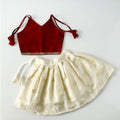 Baby Girls Maroon & Golden Kasavu Skirt and Top Set | Traditional  Ethnic Wear