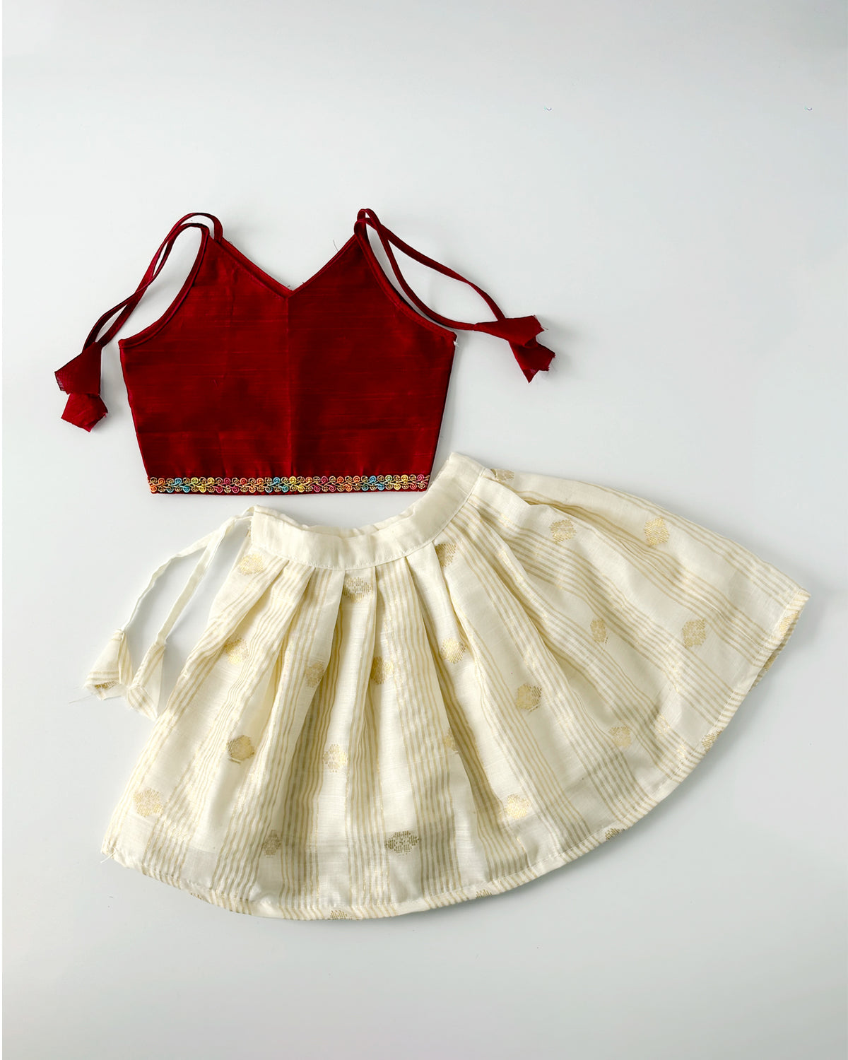Baby Girls Maroon & Golden Kasavu Skirt and Top Set | Traditional  Ethnic Wear