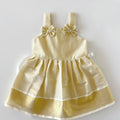Newborn Golden Tissue Double Bow Traditional Frock | Baby Girl Naming Ceremony & Festive Dress